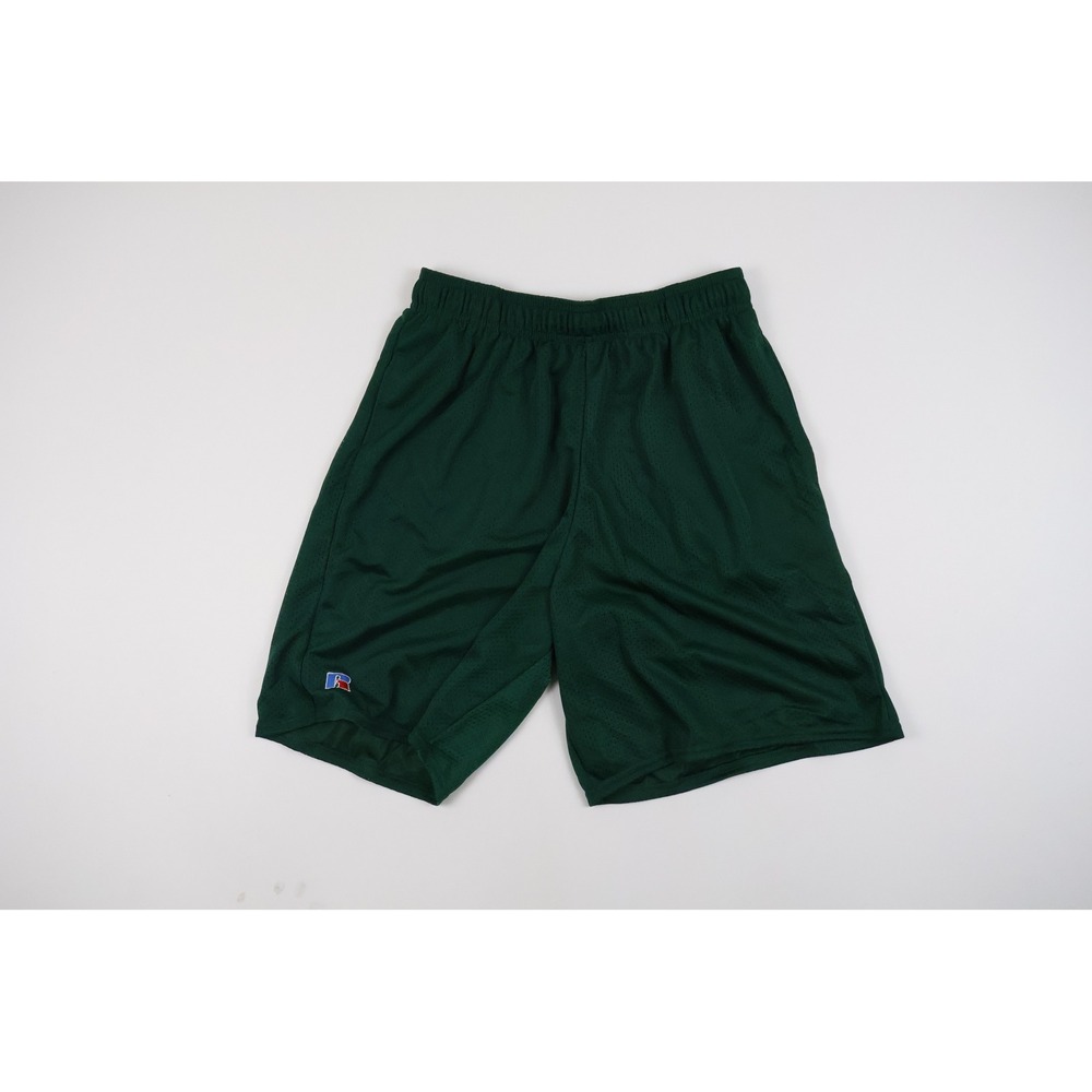 Russell Athletic Mesh Basketball Shorts Dark Green Solid Large